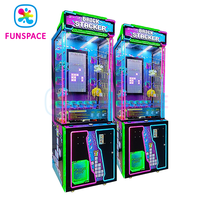 Funspace Machine à grue d'intérieur à monnayeur, jeu d'adresse d'arcade de type empileur de briques, avec structure métallique et garantie d'un an