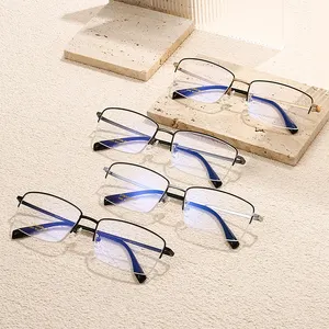FAN XUN2452 نظارة جديدة أنيقة إطارين من التيتانيوم نظارة نصف إطار B نظارة إطار مربع للرجال 2452 للبيع بالجملة نظارة قصر النظر للأعمال والترفيه جديدة