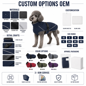Navy <b>Stand</b> Collar Reflective Sleeveless Dog Fleece Vest dog outfitspet clothes oem pet clothes Adjustable Buckle Windproof Water - Product Image 4