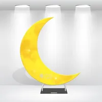 Support de toile de fond en métal en forme de croissant de lune de 6,5 pieds, cadre tubulaire robuste de 32 mm, housse imprimée sur mesure pour photomaton, décoration d'événements et de mariages