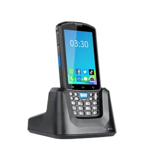 Android 13 Clavier Ordinateur mobile 4 pouces IP67 Terminal de données robuste Lecteur de codes-barres PDA OTG NFC PDA à main avec base de chargeur