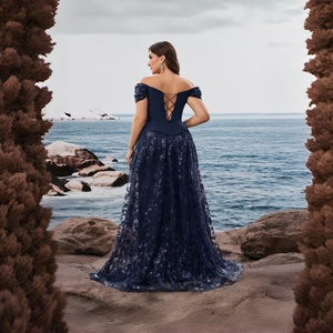 <span class=keywords><strong>Robe</strong></span> de soirée deux pièces de luxe en velours bleu, en polyester et dentelle perlée, avec <span class=keywords><strong>ceinture</strong></span> et foulard, <span class=keywords><strong>pour</strong></span> femmes arabes, invitée de mariage, antistatique - Product Image 2