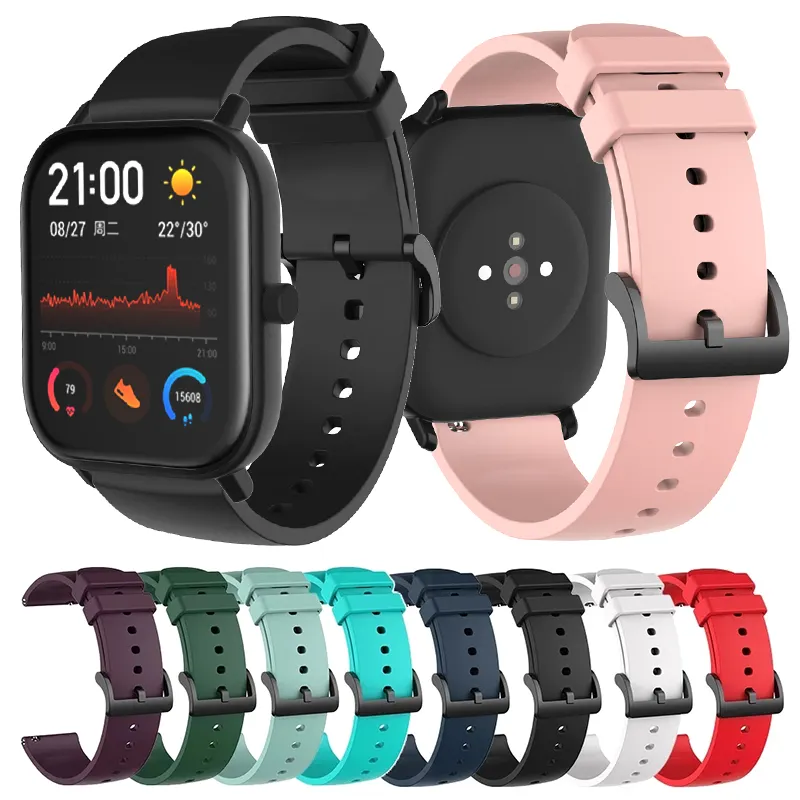 20mm Official Silicone Strap For Xiaomi Huami Amazfit GTS 3 2 2e GTS 2 Mini Smart Watch Band For Huami Amazfit Bip S U Pop Pro