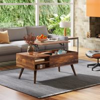 Table basse moderne en bois pour salon ou bureau, avec plateau relevable, rangement dissimulé et extensible