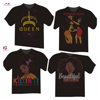 Nuovo prodotto belle ragazze Afro Design personalizzato per trasferimento di calore con strass Bling per camicia