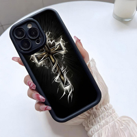 Coque de téléphone portable antichoc en TPU avec motif croix lumineuse et design d'objectif en échelle pour iPhone 11 12 13 14 15 16 17 18 Pro Max