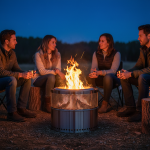 موقد طهي خشبي من الحديد الزهر والفولاذ المقاوم للصدأ - سخان فعال وموقد فحم للشواء - Product Image 3