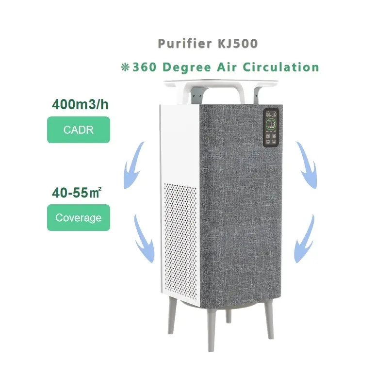 新製品2024ユニークなポータブル空気清浄ファブリック装飾家庭用空気清浄機脚とデスク付き