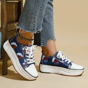 Autumn Low-top Lace-up Flower Casual <strong>Plimsolls</strong> for Student Women Sneaker Shoes - Product Image 5