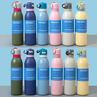 Bouteille d'eau réutilisable en acier inoxydable, thermos sous vide, garde au chaud et au froid, gobelet de voyage avec corde, double couvercle pour le sport