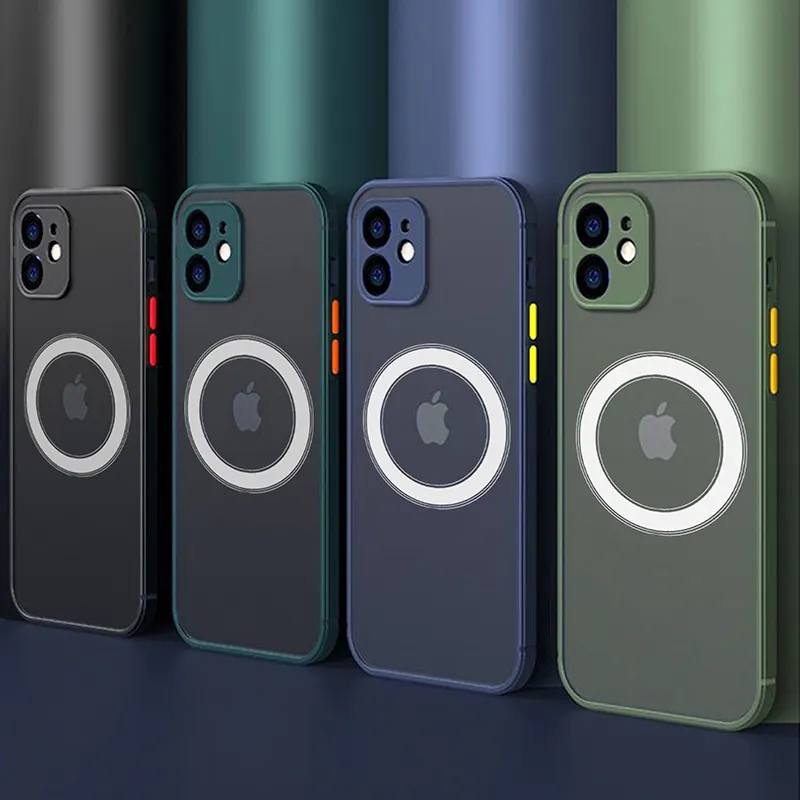 Shockproof Frosted Magnetic Phone Case With Circle Design For Iphone 11 12 13 Mini Xs Xr Pro Max Mobile Cover
