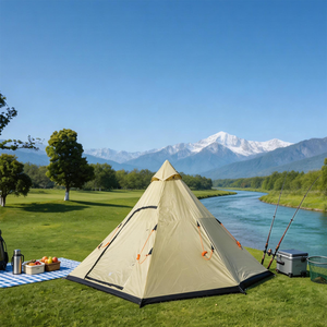 Tente de camping pyramide hexagonale imperméable en polyester avec sol en PE pour la famille, la pêche, les pique-niques, les festivals en plein air et les abris de jardin - Product Image 1