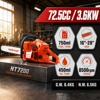 Tronçonneuse à essence 72,5 CC HUS272 3,6 KW pour la coupe du bois de frêne avec carburateur Walbro et chaîne Oregon d'origine