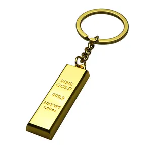 En stock Logo personnalisé Porte-clés métal or Simulation initiale Porte-clés barre d'or Porte-clés métal alliage de zinc