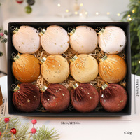 Premium Samt-Sternkugel Geschenkbox-Set 8cm 12 Stück Sortierte Farben Weihnachtsschmuck für Baum Kranz Heimdekoration