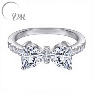 Anillos de Boda de Plata de Ley S925 con Tres Piedras Engastadas y Baño de Rodio, con Circonita, para Mujer, Aniversario, Cumpleaños, Fiesta, de UM JEWELRY - Product Image 2