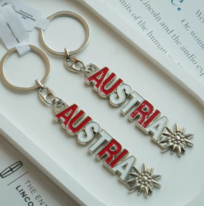Austria Letter Keychain Zinc Alloy Enamel Souvenir Metal <b>keyring</b> custom shape design metal keychain - Product Image 1
