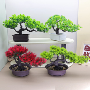 Árbol Bonsái Artificial de Pino de Bienvenida, Verde y Rojo, Mini Planta Artificial en Maceta, Nueva Decoración China para Mesa, Venta al por Mayor - Product Image 1