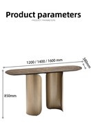 Console d'entrée pliable moderne avec plateau en pierre et métal, design minimaliste, style luxe léger pour salon et hôtel