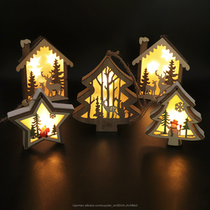 Großhandel Holz Dekoriert led blinkt Gabe Weihnachten Baum Ornament glow in <span class=keywords><strong>the</strong></span> dark - Product Image 5