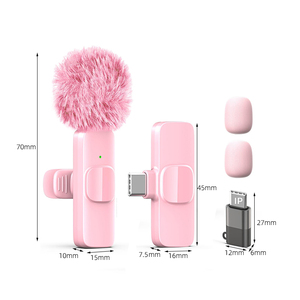 Microphone Lavalier Mini Rose Rechargeable 2-en-1 pour Streaming en Direct et Téléphonie – Fabricant de Microphones sans Fil - Product Image 2