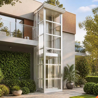 Ascenseur de villa extérieur, sans salle de machine, porte panoramique en verre, 2-3 étages, livraison mondiale