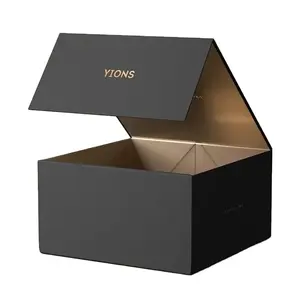 Boîtes cadeaux d'emballage en papier rigide pliable en carton de luxe avec logo personnalisé boîtes à fermeture magnétique avec poignée en ruban