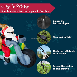 Décoration de Noël gonflable lumineuse personnalisée, Père Noël à <span class=keywords><strong>moto</strong></span> avec <span class=keywords><strong>rennes</strong></span>, décoration extérieure pour les fêtes de fin d'année - Product Image 3