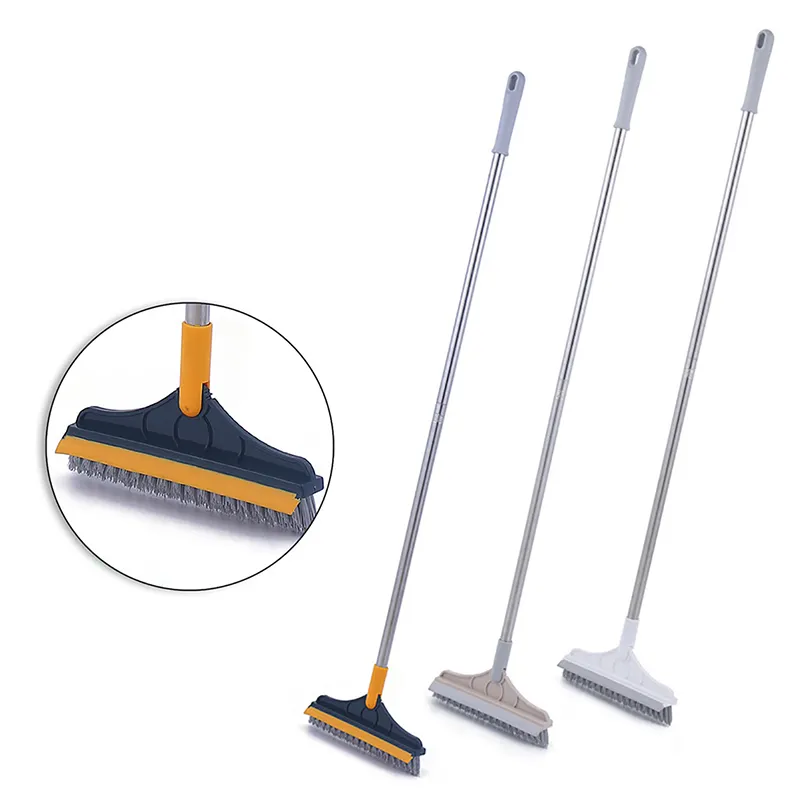 2 em 1 Escova de Limpeza Ajustável V-Shape Floor Scrub Brush com Punho Longo e Rodo de Azulejo Doméstico Janela Clean Tools