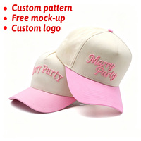 Gorras de Béisbol Personalizadas con Logotipo Bordado en 3D, de Alta Calidad, de Lona de Algodón, Deportivas, de 5 Paneles, de Dos Tonos, con Visera Plana, para Mujer