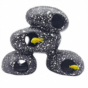 PINVNBY Modern hars <span class=keywords><strong>aquarium</strong></span> schuilplaats ornament met realistisch rotsonwerp voor cichliden, betta's, garnalen, kortebras & rivierkreeften - Product Image 1