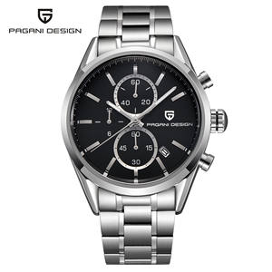 Reloj cronógrafo Pagani Design para hombre, caja de acero inoxidable, correa de cuero negra, resistente al agua hasta 30M, movimiento japonés CX-2513C - Product Image 2