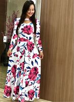 8230424 Nouvelle Robe Longue Grande Taille Femme Imprimé Floral Maxi Manches Longues Vêtements Robes Femmes