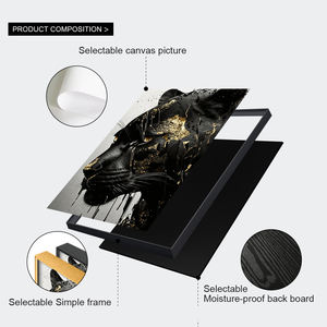 Pintura de animales de lujo moderna, lienzo de <span class=keywords><strong>Pantera</strong></span> de oro negro, póster impreso, pared de salón para dormitorio, Mural artístico decorativo - Product Image 4