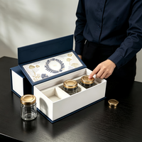 Boîte d'emballage cadeau de luxe personnalisée en carton bleu, faite à la main, avec séparateur en papier, vente en gros