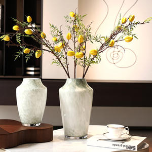 White Porcelain Colored <b>Glass</b> Vase Ornaments Home Hydroponic <b>Glass</b> Vase Model Room Flower Soft Decoration <b>Glass</b> Vase - Product Image 1