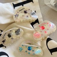 Pince à cheveux Yuxi personnalisée avec logo, nouvelle collection, en acétate, motif coquillage rêveur, pince à chignon étoile de mer colorée, pince requin