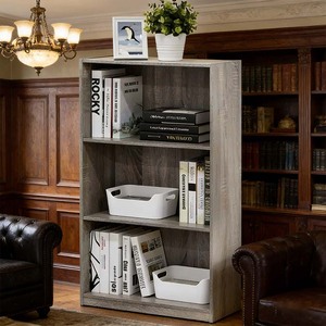 Libreria Moderna a 3 Ripiani in Legno Massello Regolabile, Scaffale Aperto <span class=keywords><strong>per</strong></span> Organizzazione <span class=keywords><strong>Casa</strong></span> e Ufficio - Product Image 4