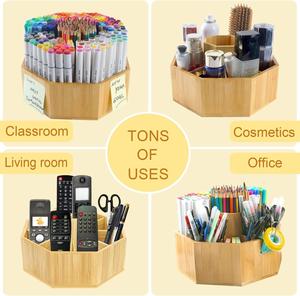 Stifthalter aus Bambus, drehbarer Kunst-<span class=keywords><strong>Organizer</strong></span>, fasst über 800 Stifte, drehbar für Marker, Pinsel, Schreibtisch-Aufbewahrung, größere Version - Product Image 3