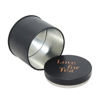 Boîte ronde en fer blanc noir mat personnalisée pour thé, café, gâteaux et biscuits, emballage alimentaire sûr avec couvercle à clip
