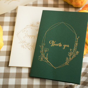Biglietto <span class=keywords><strong>di</strong></span> Ringraziamento per la Festa degli Insegnanti in Stile Retrò Europeo con Ghirlanda in Rilievo Dorato e Busta - Product Image 1