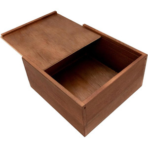 Handcrafted Brown <b>Wood</b> Slide Top Memory Organizer Keepsake <b>Chest</b> for Photo Storage and Jewelry - Product Image 4