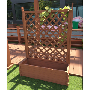 Support de jardinière de fleurs décoratif <span class=keywords><strong>en</strong></span> composite de bois et plastique de jardin personnalisé Jardinière <span class=keywords><strong>en</strong></span> acier corten avec treillis - Product Image 1