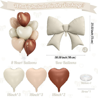 Ensemble de ballons en aluminium mats en forme de nœud papillon, ballons cœur rétro, ballons à l'hélium pour révélation du sexe, Saint-Valentin, fournitures de fête de mariage