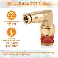 Raccords coudés à 90 degrés en laiton DOT, filetage 1/4"ODX1/4"NPT, pour conduites de frein à air, kits de suspension pneumatique et kits de réparation de flexibles d'air