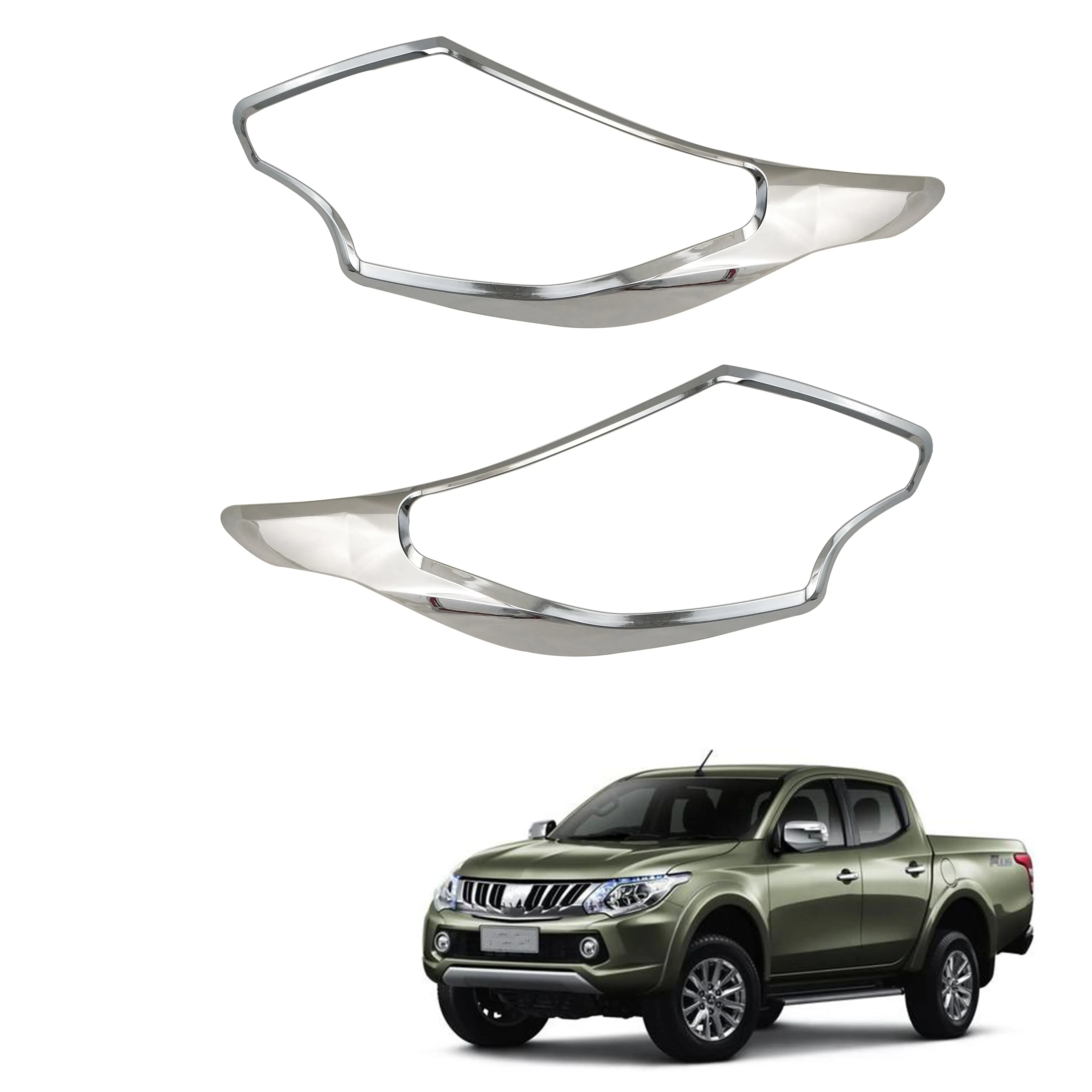 2016-2020อุปกรณ์เสริมสำหรับ Mitsubishi Triton L200,โครเมี่ยมสติกเกอร์ตกแต่งรถยนต์ฝาครอบโคมไฟตัดหมอกชามมือจับ