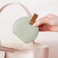 Boîte à bijoux ronde miniature avec poignée en cuir PU, petite boîte à bijoux portable de voyage pour femmes et filles, organiseur de rangement pour bijoux