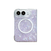 Coque de téléphone rigide en PC à motif coquillage de luxe pour iPhone Duo, protection magnétique pliable pour objectif, antichoc, vente en gros