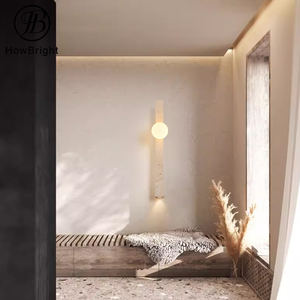 モダンな黄色の洞窟石LED壁壁コンセ屋内天然トラバーチンロングガラスラウンドシェードベッドサイドライトリビングルーム用 - Product Image 6