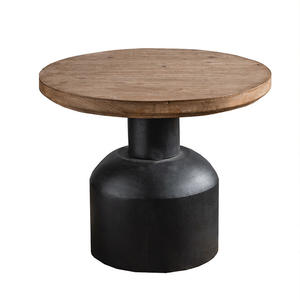 American Country Retro Coffee <b>Table</b> Round Wood Top Distressed Paint Industrial Style Living Room Decorative Side <b>Table</b> - Product Image 5